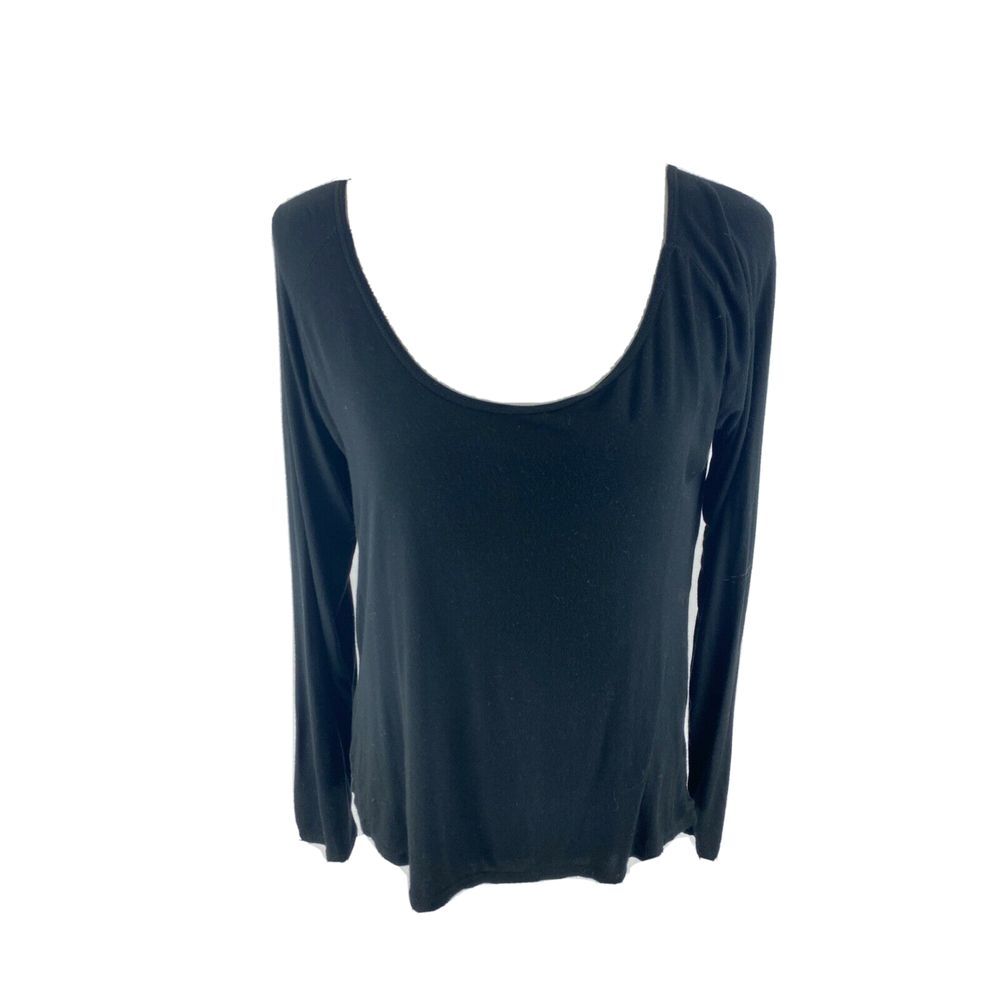 Zyia Active Womens L Black Namaste Long Sleeve Tee Yoga Lightweight Open Back